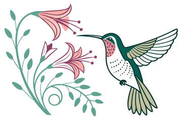 Elegant Hummingbird Soaring in Air