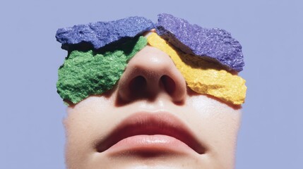 Abstract Art with Colorful Textures Covering Eyes of a Person