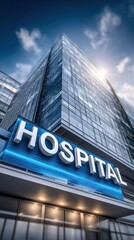 Obraz premium Modern hospital building exterior with large windows and clean lines