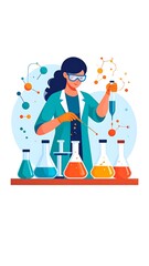 Scientist experimenting in lab.