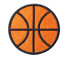 Bright orange basketball patch design for sports enthusiasts