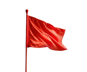 Red flag waving in the wind for caution and warning purposes