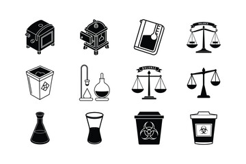 Illustration of a Cat in a Laboratory Surrounded by Scientific Equipment