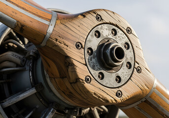 Detailed look at an old airplane s propeller.