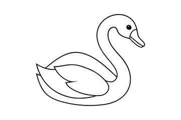 black Swan outline , Swan coloring page vector bundle 