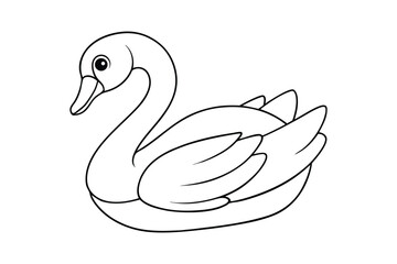 black Swan outline , Swan coloring page vector bundle 