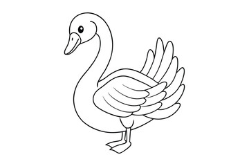 black Swan outline , Swan coloring page vector bundle 