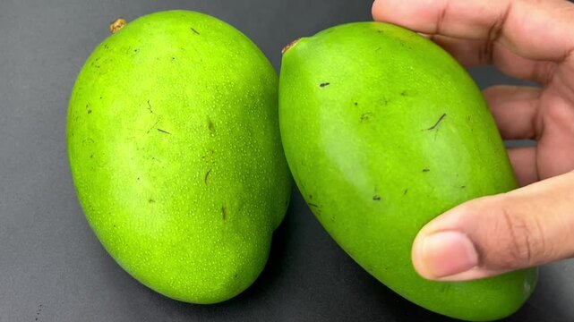 Unripe Green Mango Closeup Footage | Tropical Fruit Display | Organic Kacha Aam

