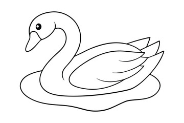 black Swan outline , Swan coloring page vector bundle 