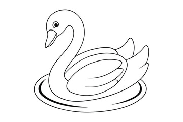 black Swan outline , Swan coloring page vector bundle 
