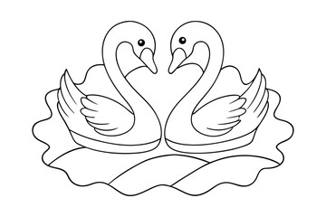 black Swan outline , Swan coloring page vector bundle 