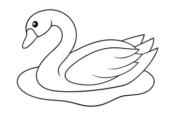 black Swan outline , Swan coloring page vector bundle 
