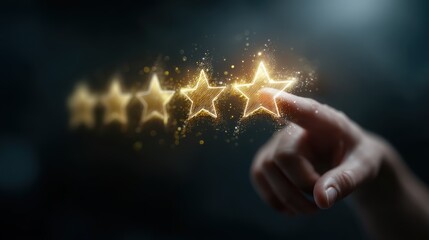 Professional hand pointing to fifth goal on white background