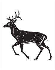 Elegant Deer Silhouette Clipart Bundle – Forest Animal Vector Illustrations, Black and White Woodland Stag Art