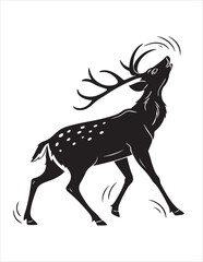 Elegant Deer Silhouette Clipart Bundle – Forest Animal Vector Illustrations, Black and White Woodland Stag Art