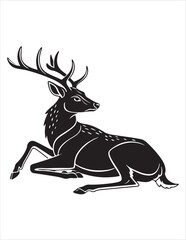 Elegant Deer Silhouette Clipart Bundle – Forest Animal Vector Illustrations, Black and White Woodland Stag Art