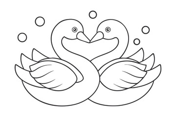 black Swan outline , Swan coloring page vector bundle 
