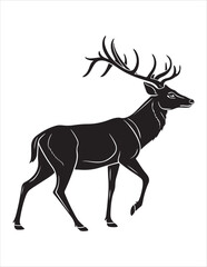 Elegant Deer Silhouette Clipart Bundle – Forest Animal Vector Illustrations, Black and White Woodland Stag Art