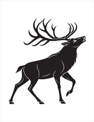 Elegant Deer Silhouette Clipart Bundle – Forest Animal Vector Illustrations, Black and White Woodland Stag Art