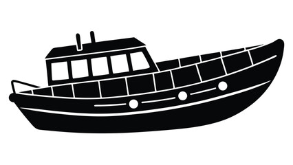 Motorboat silhouette isolated on white background