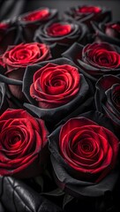 Dark Red Roses Black Petals Closeup Bouquet black roses