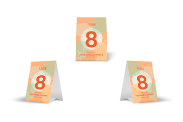 Modern Table Number 8 Tent Card Mockup for Restaurant or Cafe