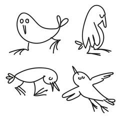 Nice Booga Googa Bird Volume 1 – quirky bird character line art set