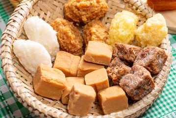 June Festival Table, a typical and delicious June Festival table in Brazil with sweets, cakes and accessories, selective focus.