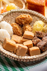 June Festival Table, a typical and delicious June Festival table in Brazil with sweets, cakes and accessories, selective focus.