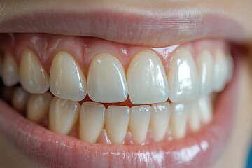 Close-up of a Woman's Smile Reveals Perfect, White Teeth, showcasing Dental Hygiene and a Healthy Mouth