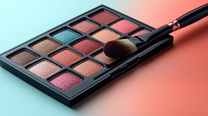 Eyeshadow Palette and Makeup Brush