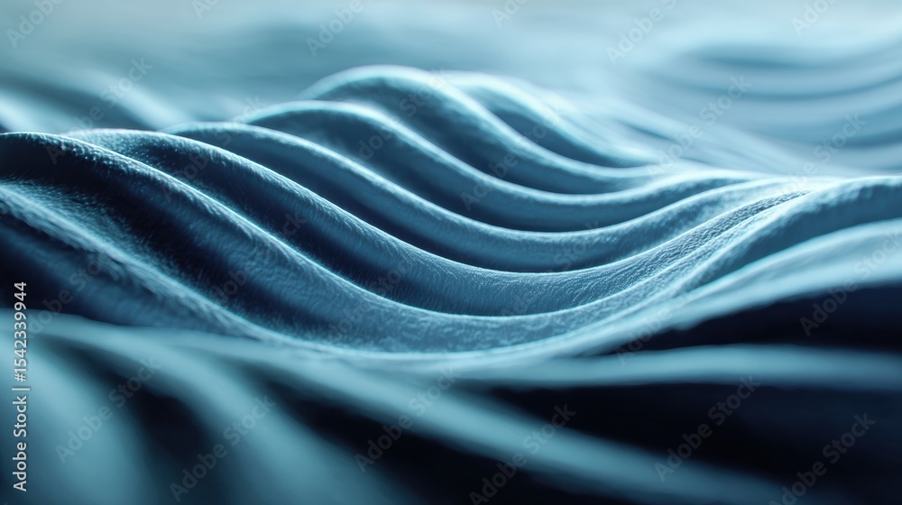 Poster Layered Blue Tones Create a Serene Atmosphere With Slow-Motion Waves Gently Flowing in an Abstract Pattern