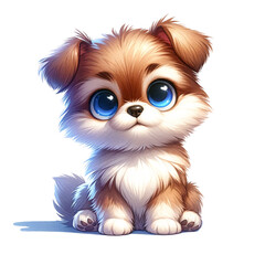 Obraz premium Puppy with big eyes: Captivating image of a fluffy puppy, big eyes and playful posture that's ready to melt your heart.