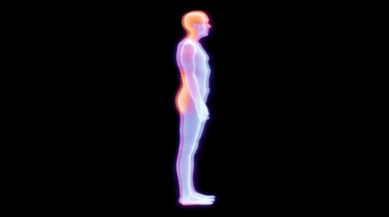 Human Silhouette with Colorful Energy Aura on Black Background