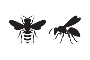 Bee and Wasp Silhouettes Insect Vector Icons for Nature and Wildlife Design