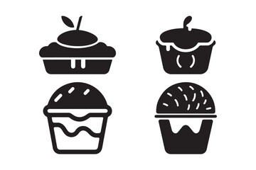 Cupcake and Pie Icons Dessert Vector Set for Bakery and Sweets Design