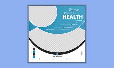 Hospital and healthcare social media post design for all social media site collection promotion banner flyer or poster template