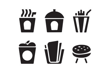 Fast Food Icons Vector Set of Snacks, Drinks, and Takeout Meals