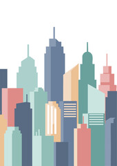 Minimalist Flat Design City Skyline Illustration