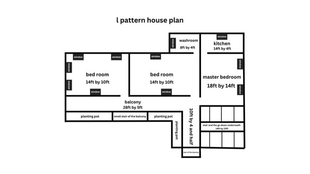 l pattern house plan 1 floor