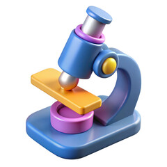 3d cartoon microscope render isolated on transparent background