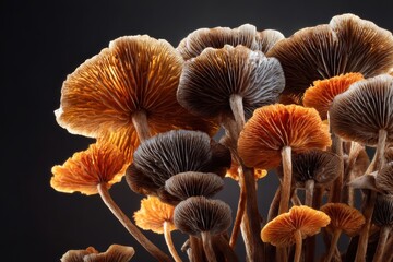 Mushrooms on dark canvas: striking fungi imagery for foodies and nature lovers seeking unique culinary inspirations