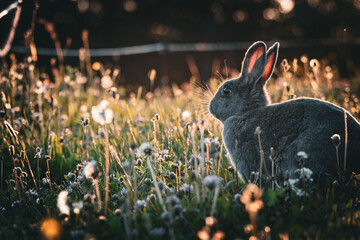 Kaninchen im Sonnenuntergang	