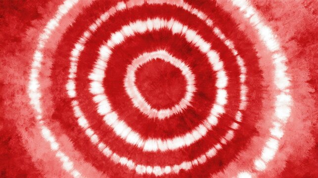 Stunning photo of red spiral tie-dye background. Abstract pattern with concentric circles creates hypnotic design. Vivid colors, dynamic texture, perfect for posters, web.