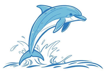 Obraz premium Cute Dolphin Swimming on Clean Background