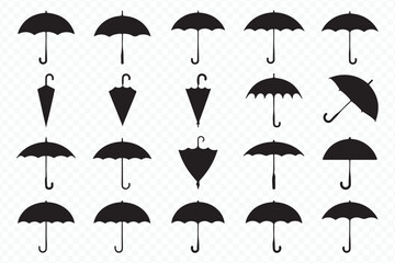 Minimalist Flat Umbrella Icon Pack: Weather and Fashion Vector EPS