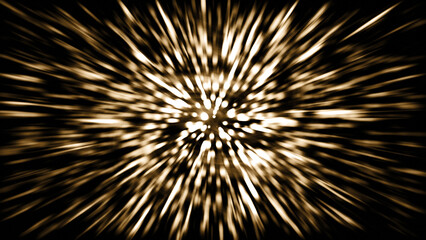Abstract golden burst of light rays on a dark background