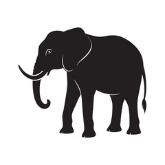 Standing Elephant Silhouette Vector Art Design