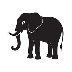 Standing Elephant Silhouette Vector Art Illustration