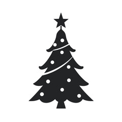 Christmas Tree Silhouette Vector Art Illustration